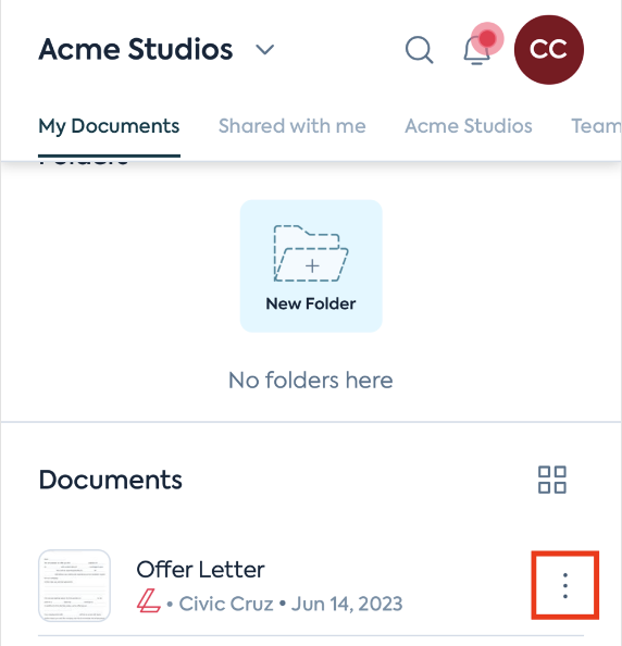 How do I share my document from the Lumin mobile app?